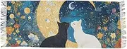 [AIXIWAWA] Women's Pashminas Scarf Moon and Cats Print, Shawls Wrap Lightwight with Tassel for Evening Dress Dinner Party, Multicolor