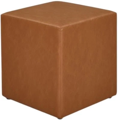 18” Warren Ottoman Square Faux Leather Bench, Stationary Ottomans, Backless Chai