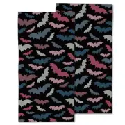 2 Pack Hand Bath Towel,Colorful Bats Fingertip Towel Bathtub Decorative Bath