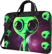 RLDOBOFE Laptop Bag for Women Men Computer Bag Laptop Briefcase Green Alien Laptop Shoulder Bag Work Bag for Travel Office