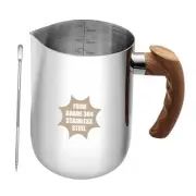 Milk Frothing Pitcher Milk Frother Cup 304 Stainless Steel Steaming 32oz Wood