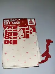 Christmas Large Fabric Drawstring Reusable Gift Bag 25"x18" Red Box printed