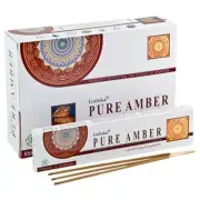 Goloka Pure Amber Natural Masala Agarbatti Incense Sticks Box W/ 12 Packs 15g