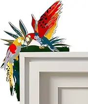 Door Ornaments, Door Frame Decoration - Parrot Doors Frame Art - Hand Painted Wooden Animal Parrot, Funny Door Frame, Wall Art Decor for Alf