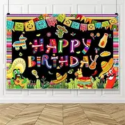 XMJJKUF Mexican Fiesta Themed Photography Background 10x8ft Happy Birthday Backdrop Mexico Cinco De Mayo Party Birthday Carnival Supplies Banner Decor Photo Booth Props