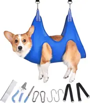 10-in-1 Pet Grooming Hammock for Cats & Dogs with Nail Clippers, Trimmer, and Sling