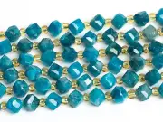 8MM Genuine Natural Blue Apatite Beads Grade AA Faceted Cube Loose Beads