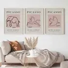 Set of 3 Pablo Picasso Line Animal Abstract Modern Wall Art, Home Decor