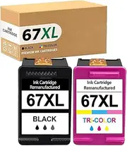 67XL Ink Cartridge Compatible for HP Envy 6020 6430 DeskJet 2300 2700 2721 2722 4120 4122 (1 Black, 1 Color)