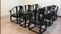 在飛比找Yahoo!奇摩拍賣優惠-倉庫現貨出貨紅木家具非洲黑檀木皇宮椅三件套新中式太師椅實木圈