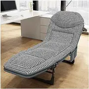Folding Camping Cot for Adults w/Pillow Portable Adjustable 5-Position Sleeping Cot Bed Reclining Folding Chaise Outdoor Patio Folding Lounge Chair