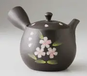 Kyusu Tokoname ware black clay cherry blossom Kyusu pottery tea ute From Japan