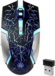Wireless Gaming Mouse, VEGCOO C8 Silent Click Wireless Rechargeable Mouse with Colorful LED Lights and 2400/1600/1000 DPI 400mah Lithium Battery for Laptop and Computer (C8N Black)