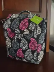 Vera Bradley Lighten Up Drawstring Backpack Northern Lights Pink Gray Black