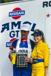 Geoff Brabham 3rd position on the podium during the Road America a- Old Photo