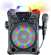 iHome Karaoke Machine Wireless Bluetooth Speaker System and Microphone with LED Disco Party Lights, Echo Control, USB, Compatible with Samsung Apple Tablets MP3