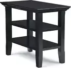 Acadian SOLID WOOD 14 Inch Wide Rectangle Transitional Narrow Side Table in Blac
