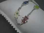 Evil Eye Hamsa Multi colored Hands Bracelet 8"