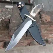 Custom Handmade Stag Antler Knife Full Tang Carbon Steel Bowie Knife Survival
