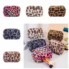 Leopard Print Plush Makeup Bags Cosmetic Storage Organizer Girls