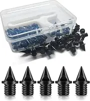 [Uxpang] Track Spikes 1/4 Inch Steel Track Shoe Spikes Replacement, Pyramid Spikes for Track Shoes for Running, Cross Country, Sprint and Jumping, with Storage Box and Wrench