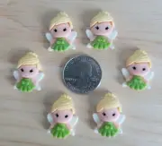 6 Pcs Lot tinker bell 3D resin Flatback Cabochon Hair Bow Center Supplies