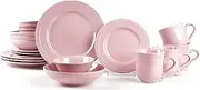 HomeVss, Pearl Dots Stoneware Dinnerware Set (20pc Set, Pink)