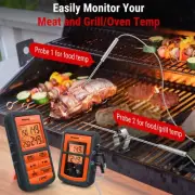 TP08C Wireless BBQ Meat Thermometer Dual Probe 150M Range with Backlight Display