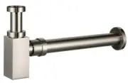 Brushed Nickel Square Wall Bottle Trap 40mm