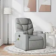 Light Grey Fabric Massage Recliner Chair with Cup Holders - Comfy Reclining Reading Chair for Living Room, Bedroom, Lounge - Lazy Furniture for Gaming and Spaces