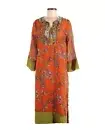 NWT Rara Avis by Iris Apfel Bird Floral Print Caftan in Orange Dress M