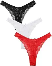 [Murimia] Womens Underwear Sexy Lace Seamless Thongs High Cut Hipster Panties Briefs 1-5 Pack