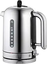 Dualit Classic Kettle | Polished Stainless Steel with Black Trim | Quiet Boiling Kettle | 90 Second Boil Time | 1.7 L Capacity, 2.3 kW