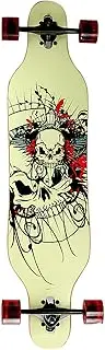 Sports Longboard Street Skateboard, 31.2" 9-Layer Maple Wood Four-Wheel ABEC-9 Bearing Camouflage Skull Pattern Skateboard Adult Road Brush Street Dance Board