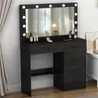 Dressing Table Vanity Desk w/ Large Lights Mirror and 5 Drawers for Bedroom