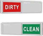 KitchenTour Clean Dirty Magnet for Dishwasher - Easy to Read Non-Scratch Magnetic Silver Indicator Sign with Clear Bold & Colored Text