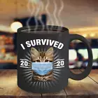 Cat Mug I Survived 2020 Funny Cat Lover Coffee Mug Quarantine Christmas Gift