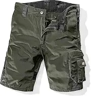 [Willax] Bullstar WORXTAR 1043-0-301-56 Work Shorts (Colour Olive/Black, Size 56, with Elasticated Waistband, Two Pockets, Modern Workwear)