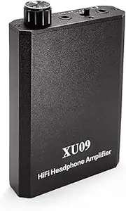 Portable Headphones Amplifier Headset Amp with 3.5mm Aux in 3.5mm Headphone Jack Built-in Rechargeable Battery with Volume Control Black One Size