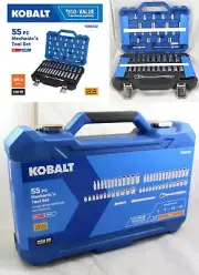 Kobalt 55-Piece SAE & Metric Socket Set Polished Chrome Mechanics Tool Hard Case