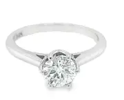 14k White Gold Solitaire Diamond Ring