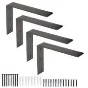 Heavy Duty Floating Shelf Brackets, 4 Pack - 8x12 Inch Black Metal Shelf Holders