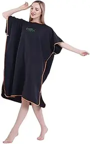 Towel Changing Robe Towel, Hooded Beach Towel for Adults Kids, Soft Quick Dry Lightweight Microfiber for Surfing Swimming, and Beach, Dry Sand Free Hoodie Hooded Towels, Swimming Robe (Black)