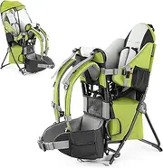 besrey Baby Backpack Carrier, Toddler Hiking Backpack with Safety 3-Height Seat, Adjustable Straps&Waist Belt, Foldable Frame Lightweight Large Capacity Child Carrier for Hiking Green