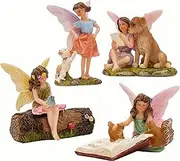 PRETMANNS Fairy Garden Fairies - Fairy Garden Accessories for a Fairy Garden - Fairies for Fairy Garden, with Animal Friends - 5 Piece Fairy Kit