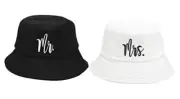 Mr and Mrs Bucket Hats One Size Mr Mrs (Black & White)