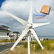 12V 24V 48V Wind Turbine Generator 800W-1200W Wind Turbine Generator Power Kit with MPPT Controller, Low Noise High Efficiency, 5 Fiber Blade Wind Turbines for Home Street Lighting,1200w,12V