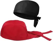 [MOBUTOFU] 2pcs Chef Hats for Kitchen Breathable Turban Hat Comfortable Chef Cap Adjustable Rope Easy to Wear