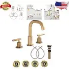 Elegant 360° Swivel Spout Widespread Bathroom Sink Faucet in Antique Brass