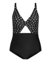 CITY CHIC Plus Size S / 16 Lani One Piece Swimwear Bathers Black White Dot Spot
